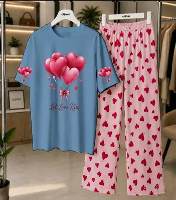 2 Pcs Women's Stitched Cotton Jersey Printed Night Suit