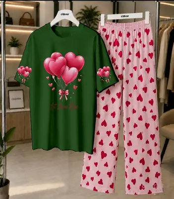 2 Pcs Women's Stitched Cotton Jersey Printed Night Suit