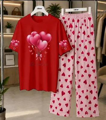 2 Pcs Women's Stitched Cotton Jersey Printed Night Suit