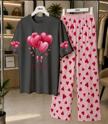 2 Pcs Women's Stitched Cotton Jersey Printed Night Suit