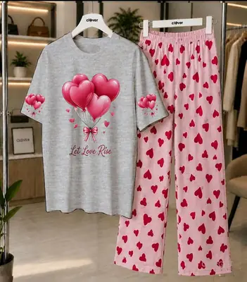 2 Pcs Women's Stitched Cotton Jersey Printed Night Suit