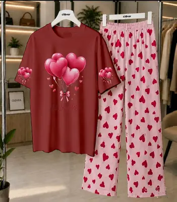 2 Pcs Women's Stitched Cotton Jersey Printed Night Suit