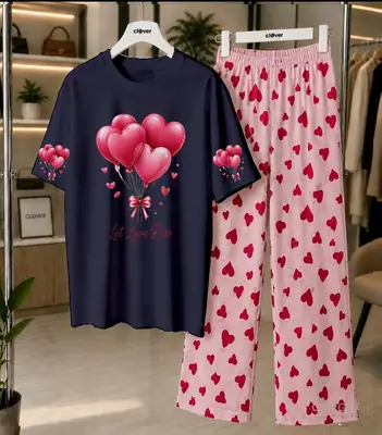2 Pcs Women's Stitched Cotton Jersey Printed Night Suit