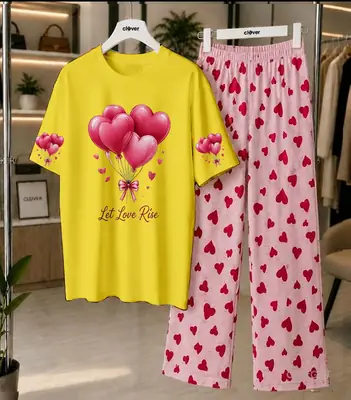 2 Pcs Women's Stitched Cotton Jersey Printed Night Suit