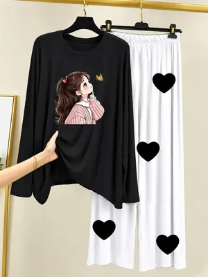 2 Pcs Women's Stitched Cotton Jersey Printed Night Suit