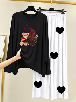 2 Pcs Women's Stitched Cotton Jersey Printed Night Suit