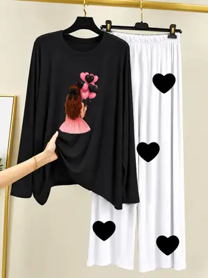2 Pcs Women's Stitched Cotton Jersey Printed Night Suit