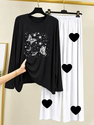 2 Pcs Women's Stitched Cotton Jersey Printed Night Suit