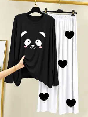 2 Pcs Women's Stitched Cotton Jersey Printed Night Suit
