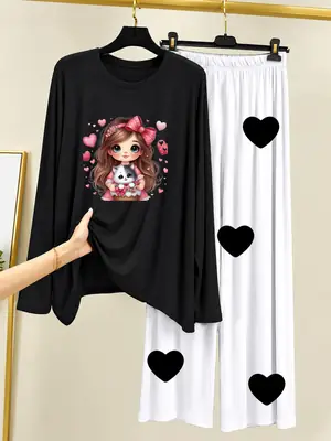 2 Pcs Women's Stitched Cotton Jersey Printed Night Suit