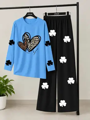 2 Pcs Women's Stitched Jersey Printed Night Suit