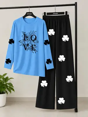 2 Pcs Women's Stitched Jersey Printed Night Suit