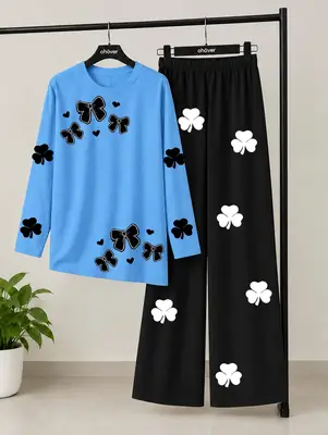 2 Pcs Women's Stitched Jersey Printed Night Suit