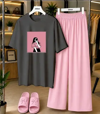 2 Pcs Women's Stitched Cotton Jersey Printed Night Suit