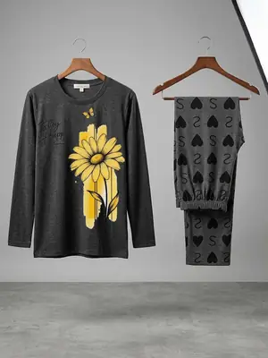 2 Pcs Women's Stitched Cotton Jersey Printed Night Suit