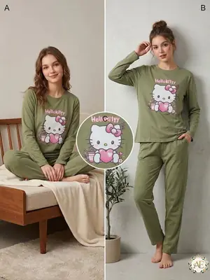2 Pcs Women's Stitched Jersey Printed Night Suit