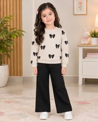 2 Pcs Girl's Fleece Printed Tracksuit