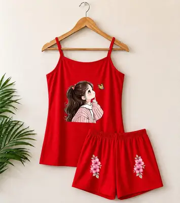 Cotton Jersey Plain Comfortable And Lightweight Camisole Set