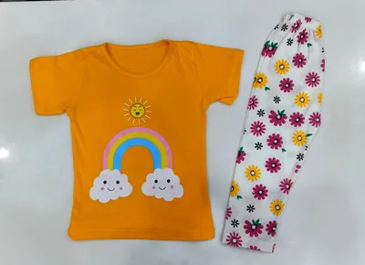 Kids Night Suit Dreamy Dots Cotton Yellow 1-10Yrs thumbnail 2