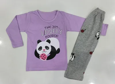 Kids Night Suit Pink Panda Print Cotton 1-10Yrs thumbnail 3