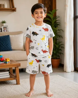 2 Pcs Girl's Stitched Cotton Jersey Printed Pajama And Shirt thumbnail 4