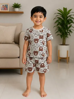 2 Pcs Girl's Stitched Cotton Jersey Printed Pajama And Shirt thumbnail 4