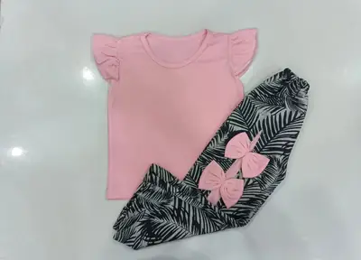 2 Pcs Girl's Stitched Cotton Jersey Printed Pajama And Shirt thumbnail 3