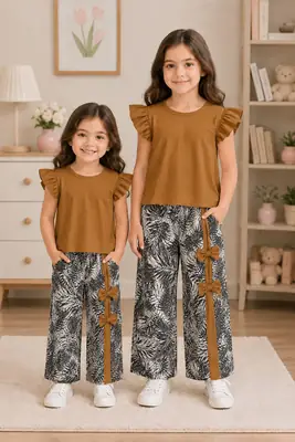 2 Pcs Girl's Stitched Cotton Jersey Printed Pajama And Shirt thumbnail 4