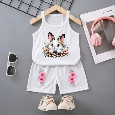 2 Pcs Girl's Stitched Jersey Printed Lounge Set