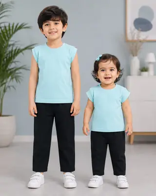 2 Pcs Girl's Stitched Jersey Plain Pajama And Shirt thumbnail 3