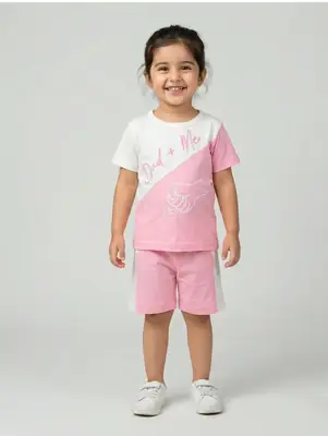 2 Pcs Girl's Stitched Jersey Printed Pajama And Shirt