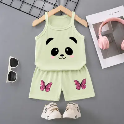 2 Pcs Unisex Jersey Printed T-Shirt And Shorts Set