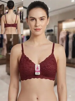Jersey Chikan Embroidered Lightweight And Breathable Bra Top thumbnail 3