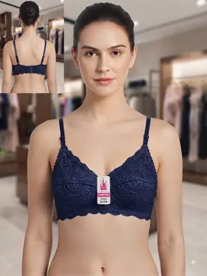 Jersey Chikan Embroidered Lightweight And Breathable Bra Top