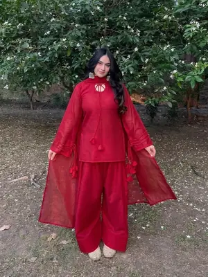 3 Pcs Women's Stitched Cotton Lawn Plain Suit thumbnail 5