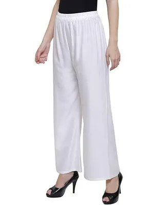 White Wide Leg Pants 38 Inches High Waist thumbnail 3