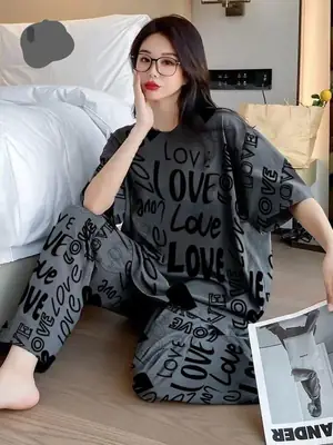2 Pcs Women's Stitched Cotton Jersey Printed Night Suit