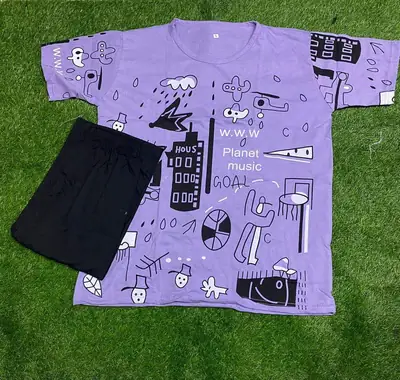 2 Pcs Women's Stitched Cotton Jersey Printed Night Suit