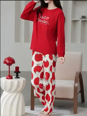 2 Pcs Women's Stitched Cotton Jersey Printed Night Suit