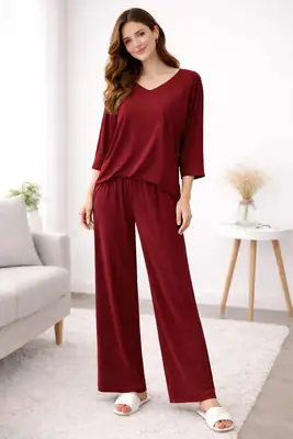2 Pcs Women's Stitched Cotton Jersey Plain Night Suit