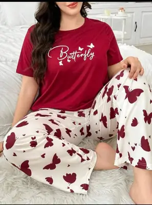 1 Pc Women's Stitched Cotton Jersey Printed Night Suit
