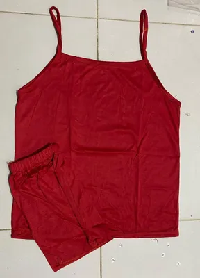 Red Jersey Camisole Set for Women with Shorts thumbnail 2