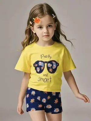 2 Pcs Girl's Stitched Jersey Printed Night Suit