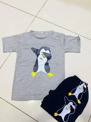 2 Pcs Boy's Stitched Jersey Printed Night Suit thumbnail 2