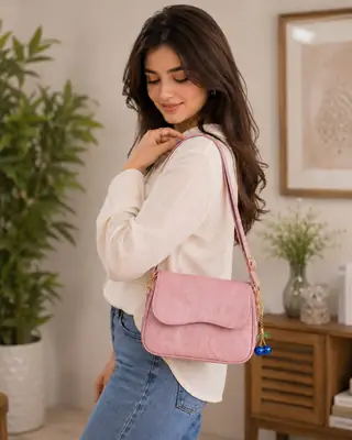 Girl's Leather Textured Shoulder Bag