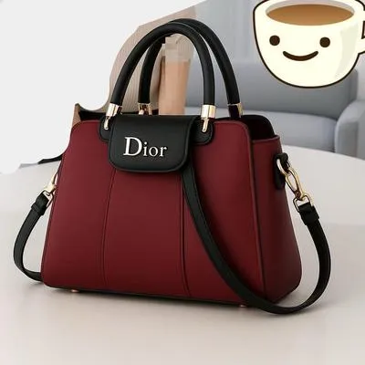 Women's Leather Shoulder Bag Black Blue Maroon Pink Beige 9x11" thumbnail 2