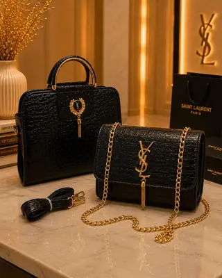 Girl's Leather Plain Hand Bag Set thumbnail 2