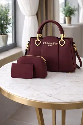 Girl's Leather Plain Hand Bag Set thumbnail 2