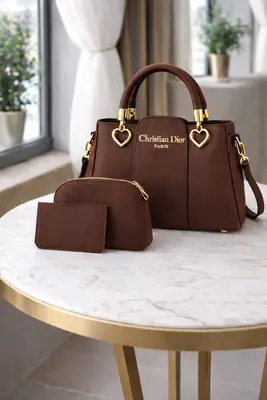 Girl's Leather Plain Hand Bag Set thumbnail 4
