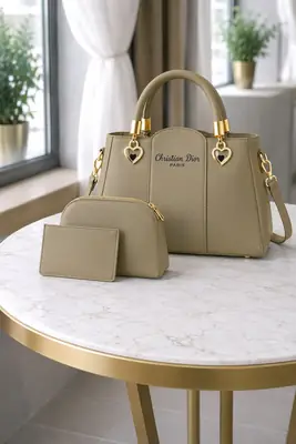 Girl's Leather Plain Hand Bag Set thumbnail 7